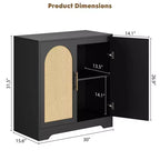 Modern Sideboard Buffet Cabinet with 2 Rattan Doors  Credenza Storage Console Table, Coffee Bar Cabinet for Living Room, Hallway & Entryway