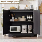 Modern Sideboard Buffet Cabinet with 2 Rattan Doors  Credenza Storage Console Table, Coffee Bar Cabinet for Living Room, Hallway & Entryway