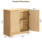 Modern Sideboard Buffet Cabinet with 2 Rattan Doors  Credenza Storage Console Table, Coffee Bar Cabinet for Living Room, Hallway & Entryway