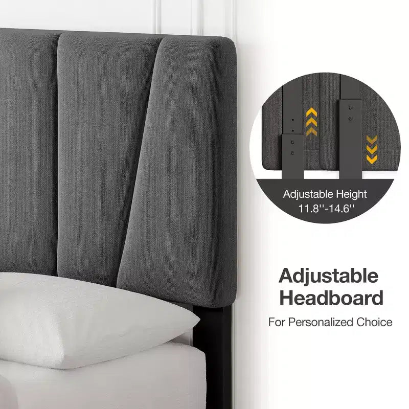 COZONY Twin/Queen Bed Frame with Adjustable Headboard & 4 Storage Drawers, Velvet Tufted Platform Bed