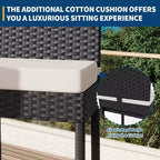 Set of 2 Outdoor Wicker Bar Stools  Armless Rattan Bar-Height Chairs with Cushions for Patio, Poolside or Backyard