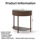 JVNOXK 31.50-inch handcrafted wavy console table with 3D textured drawers, featuring dual storage drawers and a bottom shelf. Brown