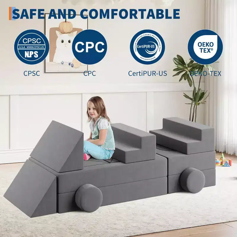 Garvee 22-Piece Modular Kids Sofa, Convertible Foam Couch for Bedroom & Playroom, 2-Seat SofaCreative, Comfy, and Customizable