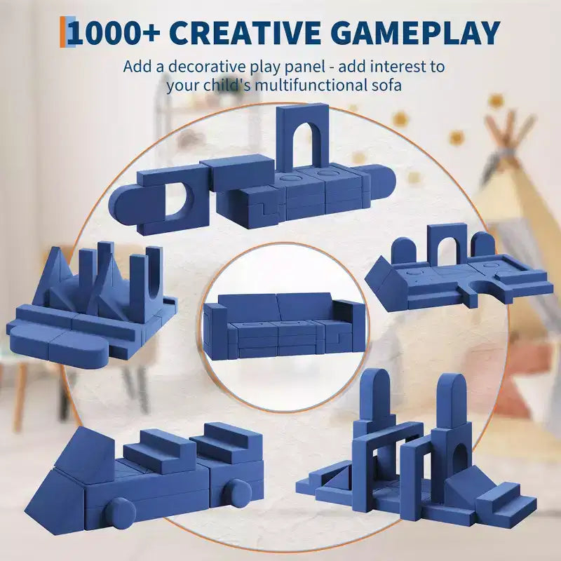 Garvee 22-Piece Modular Kids Sofa, Convertible Foam Couch for Bedroom & Playroom, 2-Seat SofaCreative, Comfy, and Customizable