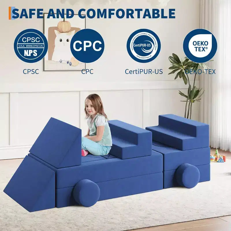 Garvee 22-Piece Modular Kids Sofa, Convertible Foam Couch for Bedroom & Playroom, 2-Seat SofaCreative, Comfy, and Customizable