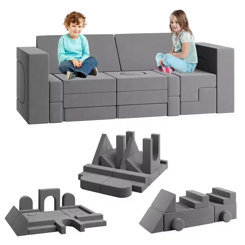 Garvee 22-Piece Modular Kids Sofa, Convertible Foam Couch for Bedroom & Playroom, 2-Seat SofaCreative, Comfy, and Customizable