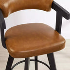 Art Leon Set of 2 Faux Leather Upholstered Swivel Barstool With Solid Wood Frame