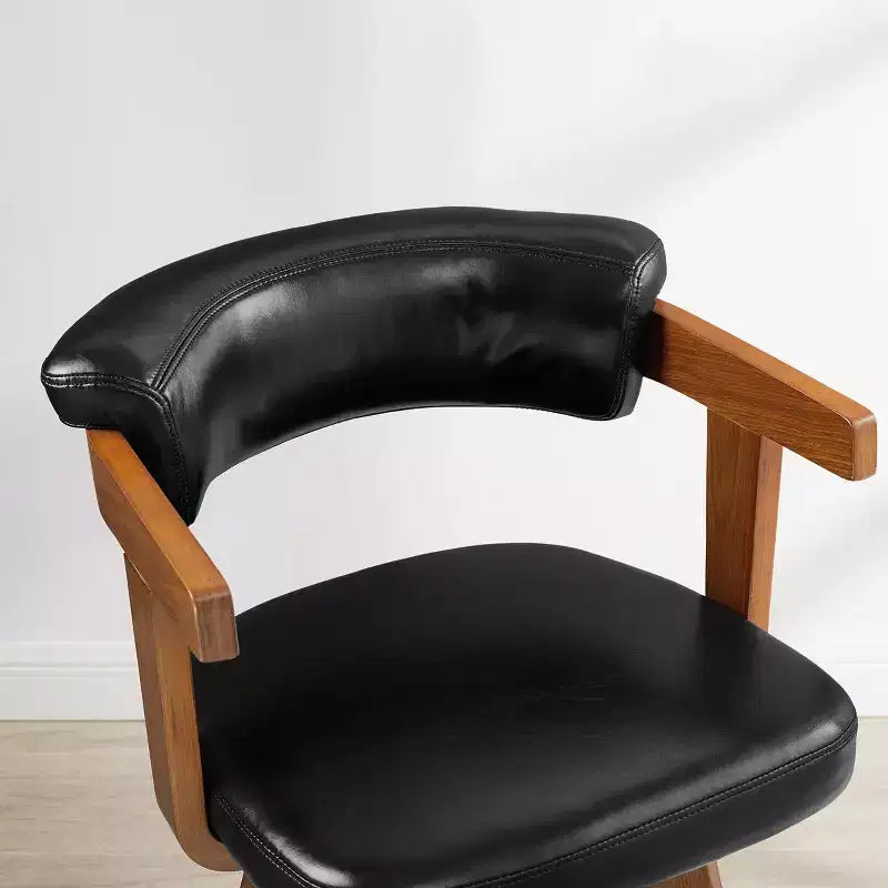 Art Leon Set of 2 Faux Leather Upholstered Swivel Barstool With Solid Wood Frame