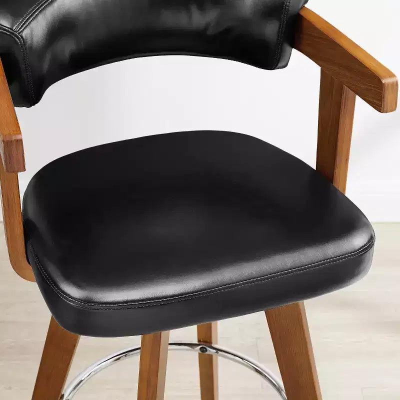 Art Leon Set of 2 Faux Leather Upholstered Swivel Barstool With Solid Wood Frame