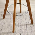 Art Leon Set of 2 Faux Leather Upholstered Swivel Barstool With Solid Wood Frame