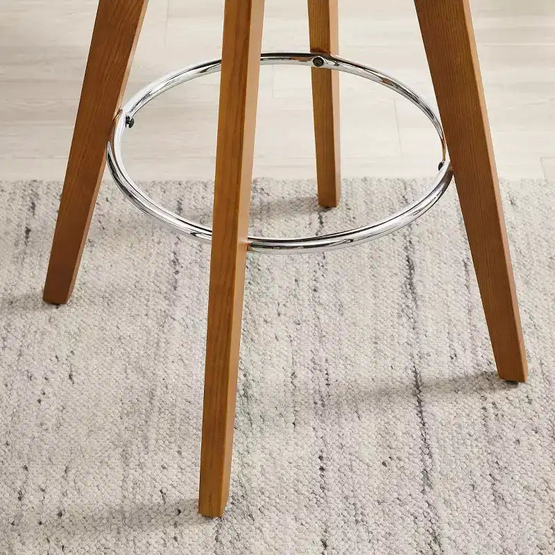 Art Leon Set of 2 Faux Leather Upholstered Swivel Barstool With Solid Wood Frame