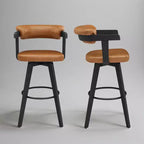 Art Leon Set of 2 Faux Leather Upholstered Swivel Barstool With Solid Wood Frame