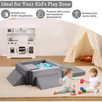 Climbing Indoor Sofa, 12 Pcs Modular Play Couch with Square Ball Pit & Climbing Slope, Cushion Play Set