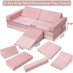Climbing Indoor Sofa, 12 Pcs Modular Play Couch with Square Ball Pit & Climbing Slope, Cushion Play Set