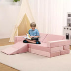 Climbing Indoor Sofa, 12 Pcs Modular Play Couch with Square Ball Pit & Climbing Slope, Cushion Play Set
