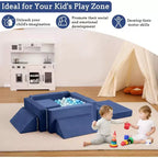 Climbing Indoor Sofa, 12 Pcs Modular Play Couch with Square Ball Pit & Climbing Slope, Cushion Play Set