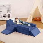 Climbing Indoor Sofa, 12 Pcs Modular Play Couch with Square Ball Pit & Climbing Slope, Cushion Play Set