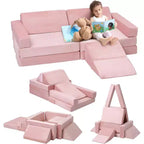 Climbing Indoor Sofa, 12 Pcs Modular Play Couch with Square Ball Pit & Climbing Slope, Cushion Play Set