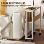 Folding Desk Small Rolling Desk with Storage Shelf,31.5 Inch Foldable Computer Table with Wheels,Portable Office Desk for Small Space Sofa Table