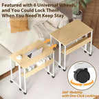 Folding Desk Small Rolling Desk with Storage Shelf,31.5 Inch Foldable Computer Table with Wheels,Portable Office Desk for Small Space Sofa Table