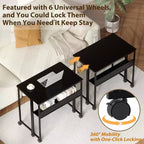 Folding Desk Small Rolling Desk with Storage Shelf,31.5 Inch Foldable Computer Table with Wheels,Portable Office Desk for Small Space Sofa Table