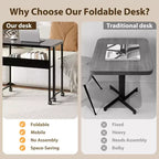 Folding Desk Small Rolling Desk with Storage Shelf,31.5 Inch Foldable Computer Table with Wheels,Portable Office Desk for Small Space Sofa Table