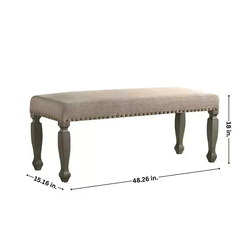 GDFStudio Preston 48 Modern Upholstered Wooden Bench with Nailhead Trim