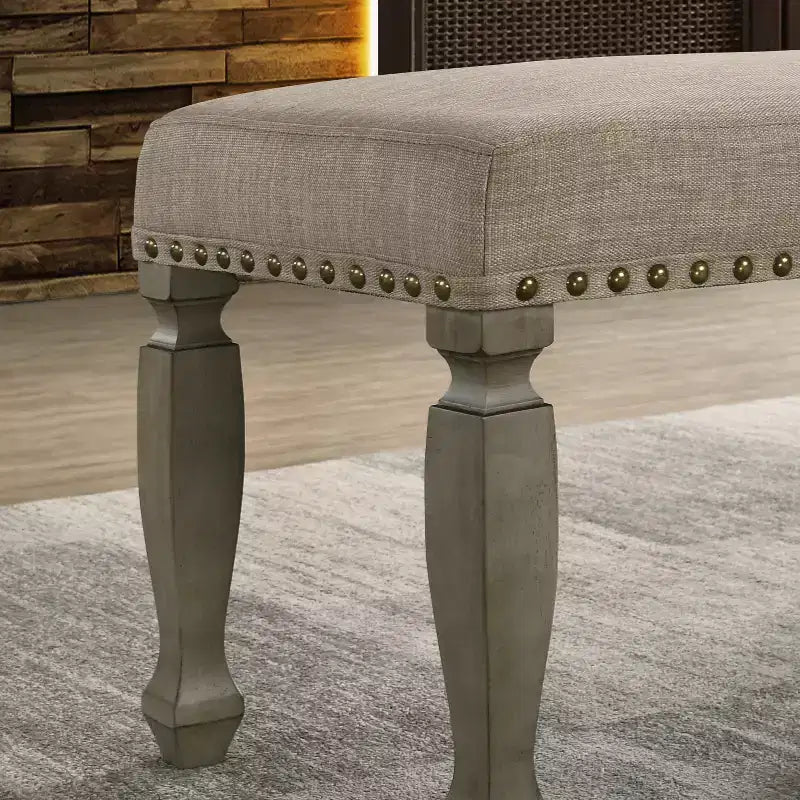 GDFStudio Preston 48 Modern Upholstered Wooden Bench with Nailhead Trim