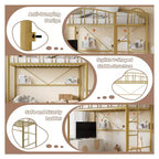 Loft Bed Twin Size with Ladde and Arched Guardrail, Heavy Duty Metal Loft Bed Frame for Kids and Adults, Space Saving, No Box Spring Needed, Pink