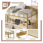 Loft Bed Twin Size with Ladde and Arched Guardrail, Heavy Duty Metal Loft Bed Frame for Kids and Adults, Space Saving, No Box Spring Needed, Pink