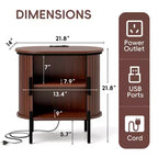 Bestier Mid-Century Modern Sideboard with Sliding Slat Doors, Built-In Power Outlet & USB Ports