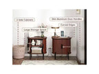 Bestier Mid-Century Modern Sideboard with Sliding Slat Doors, Built-In Power Outlet & USB Ports