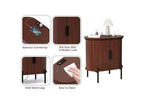 Bestier Mid-Century Modern Sideboard with Sliding Slat Doors, Built-In Power Outlet & USB Ports
