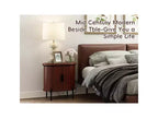 Bestier Mid-Century Modern Sideboard with Sliding Slat Doors, Built-In Power Outlet & USB Ports