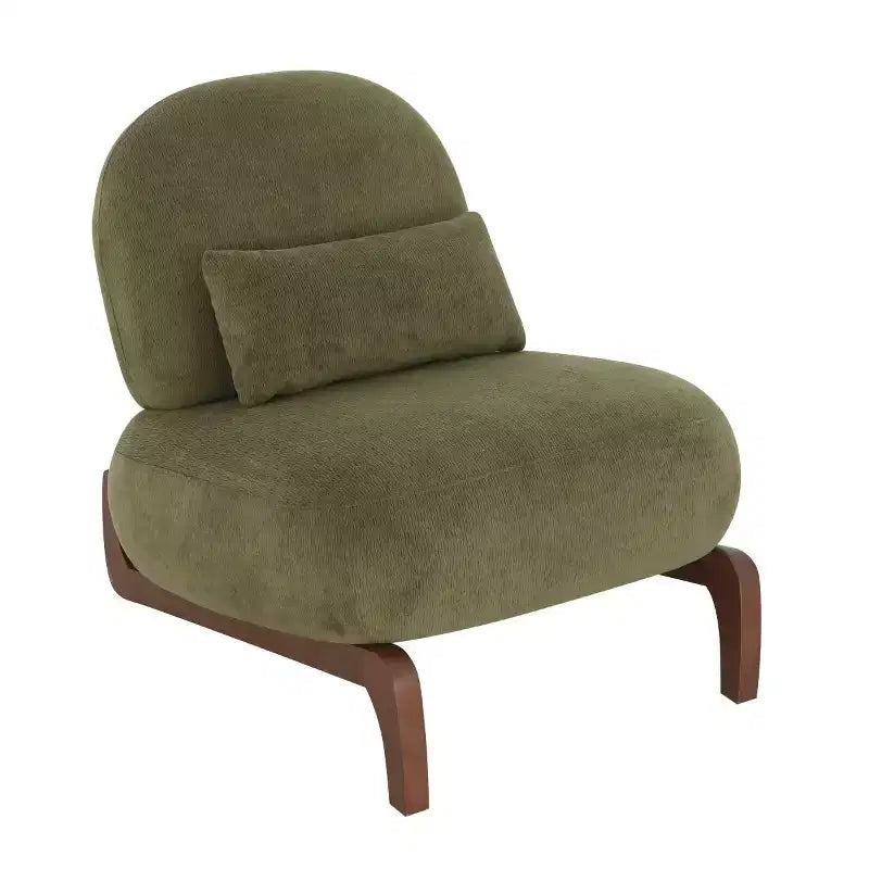Modern Cute Upholstered Accent Chair, Comfy Armless Reading Chair for Living Room, Bedroom, Apartment, or Balcony-Panipeachy