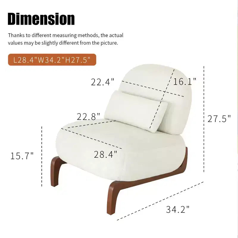 Modern Cute Upholstered Accent Chair, Comfy Armless Reading Chair for Living Room, Bedroom, Apartment, or Balcony-Panipeachy