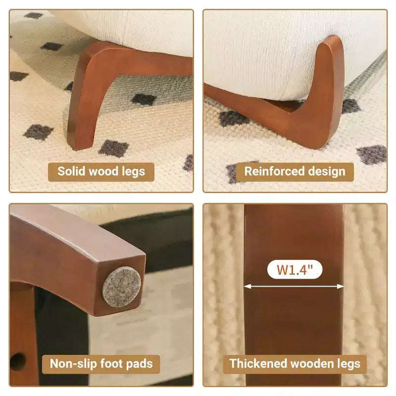 Modern Cute Upholstered Accent Chair, Comfy Armless Reading Chair for Living Room, Bedroom, Apartment, or Balcony-Panipeachy