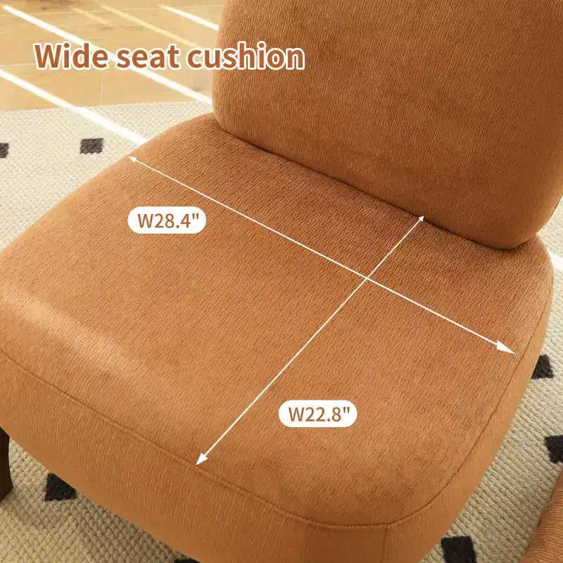 Modern Cute Upholstered Accent Chair, Comfy Armless Reading Chair for Living Room, Bedroom, Apartment, or Balcony-Panipeachy