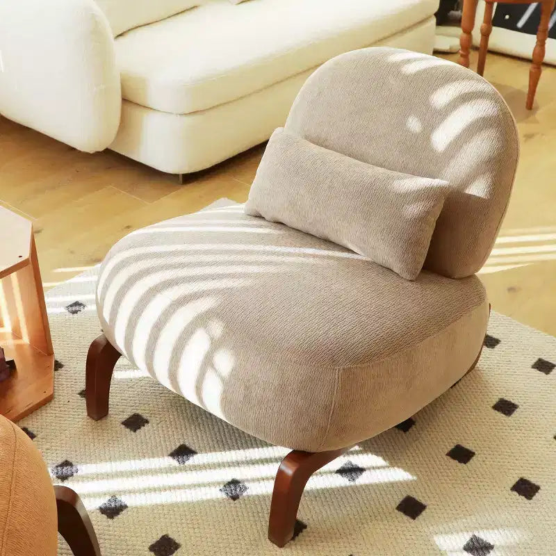 Modern Cute Upholstered Accent Chair, Comfy Armless Reading Chair for Living Room, Bedroom, Apartment, or Balcony-Panipeachy