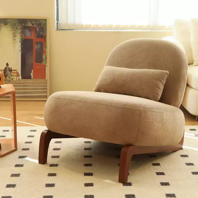 Modern Cute Upholstered Accent Chair, Comfy Armless Reading Chair for Living Room, Bedroom, Apartment, or Balcony-Panipeachy