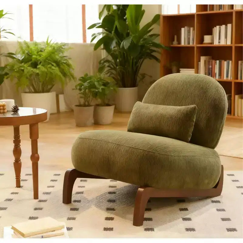 Modern Cute Upholstered Accent Chair, Comfy Armless Reading Chair for Living Room, Bedroom, Apartment, or Balcony-Panipeachy