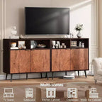 Kitchen Buffet Storage Cabinet with Barn Doors, 31.5 Farmhouse Rustic Wooden Sideboard Buffet with Storage Open Compartments for Entry, Living Room
