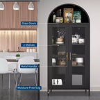COZONY 73 Tall Arched Pantry Cabinet with Glass Doors, 2 Adjustable Shelves for Kitchen, Living & Dining Room