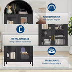 COZONY 73 Tall Arched Pantry Cabinet with Glass Doors, 2 Adjustable Shelves for Kitchen, Living & Dining Room