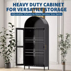 COZONY 73 Tall Arched Pantry Cabinet with Glass Doors, 2 Adjustable Shelves for Kitchen, Living & Dining Room