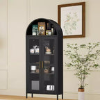 COZONY 73 Tall Arched Pantry Cabinet with Glass Doors, 2 Adjustable Shelves for Kitchen, Living & Dining Room