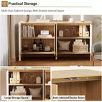 58 Inch Sideboard Buffet Cabinet, Modern Fluted Coffee Bar Cupboard Storage Cabinet with 4 Doors and Adjustable Shelves for Kitchen Entryway