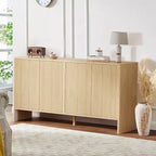 58 Inch Sideboard Buffet Cabinet, Modern Fluted Coffee Bar Cupboard Storage Cabinet with 4 Doors and Adjustable Shelves for Kitchen Entryway