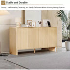 58 Inch Sideboard Buffet Cabinet, Modern Fluted Coffee Bar Cupboard Storage Cabinet with 4 Doors and Adjustable Shelves for Kitchen Entryway