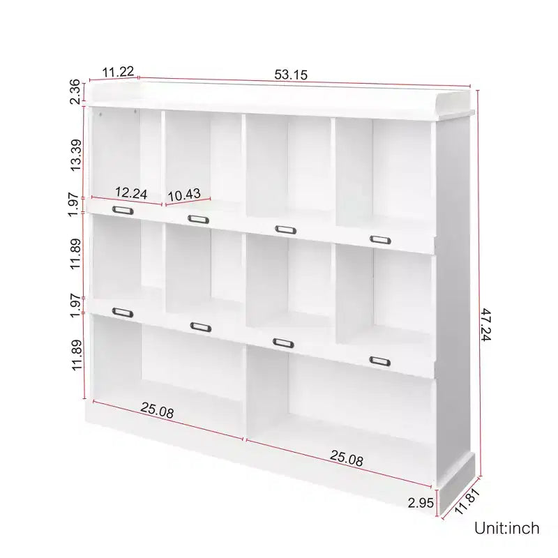 10 Cube Tall Bookcase, Freestanding Cubicle Storage Shelf Vintage Industrial Bookcase for Living Room Bedroom Office